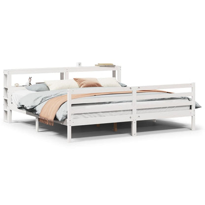 vidaXL Bed Frame with Headboard without Mattress White 200x200 cm 2