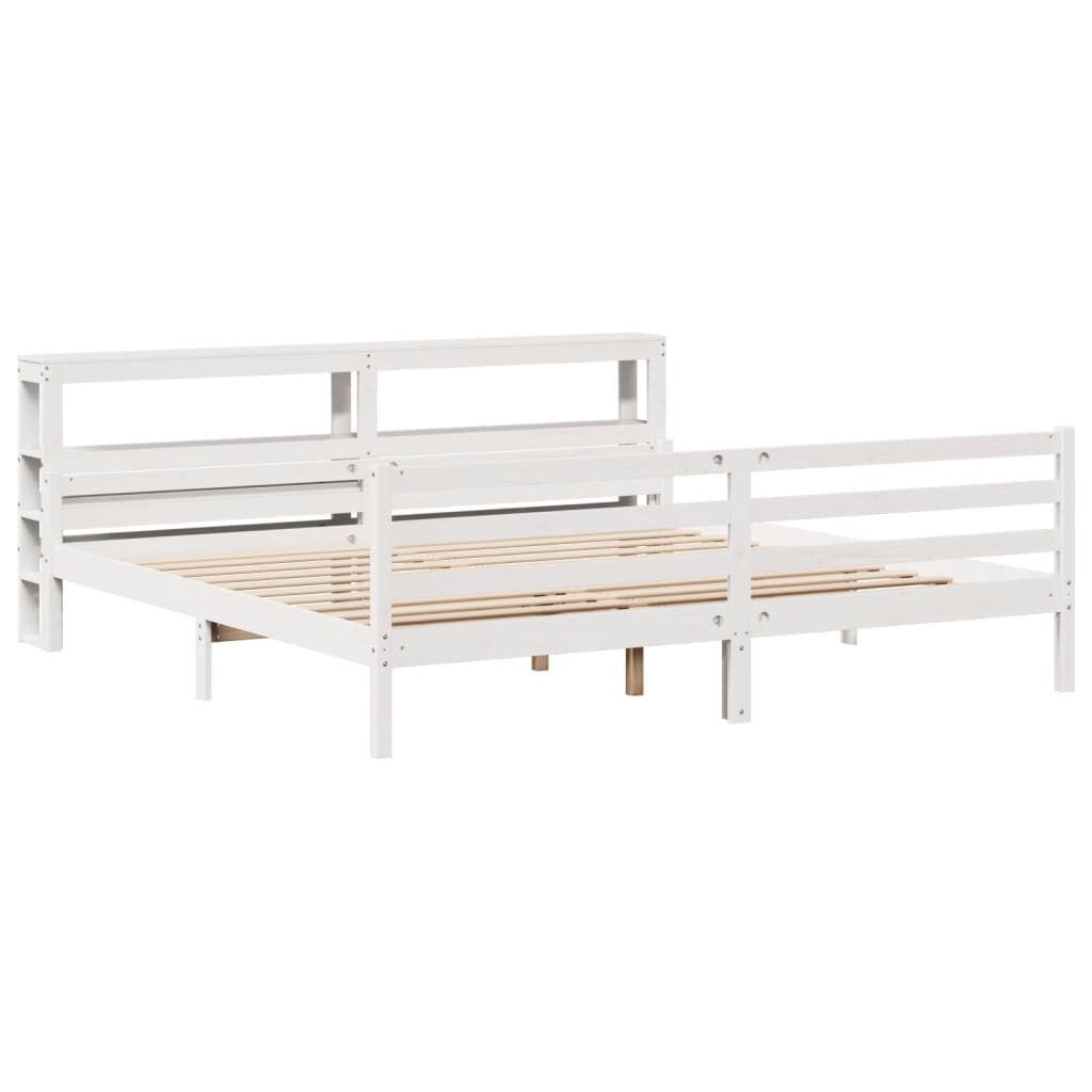 vidaXL Bed Frame with Headboard without Mattress White 200x200 cm 3
