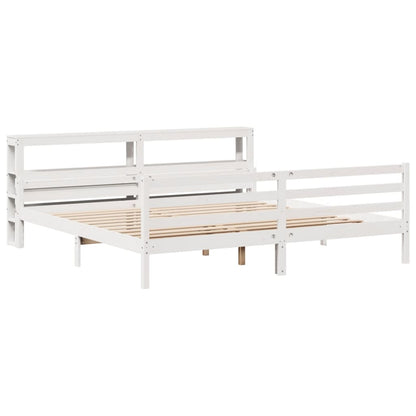 vidaXL Bed Frame with Headboard without Mattress White 200x200 cm 3