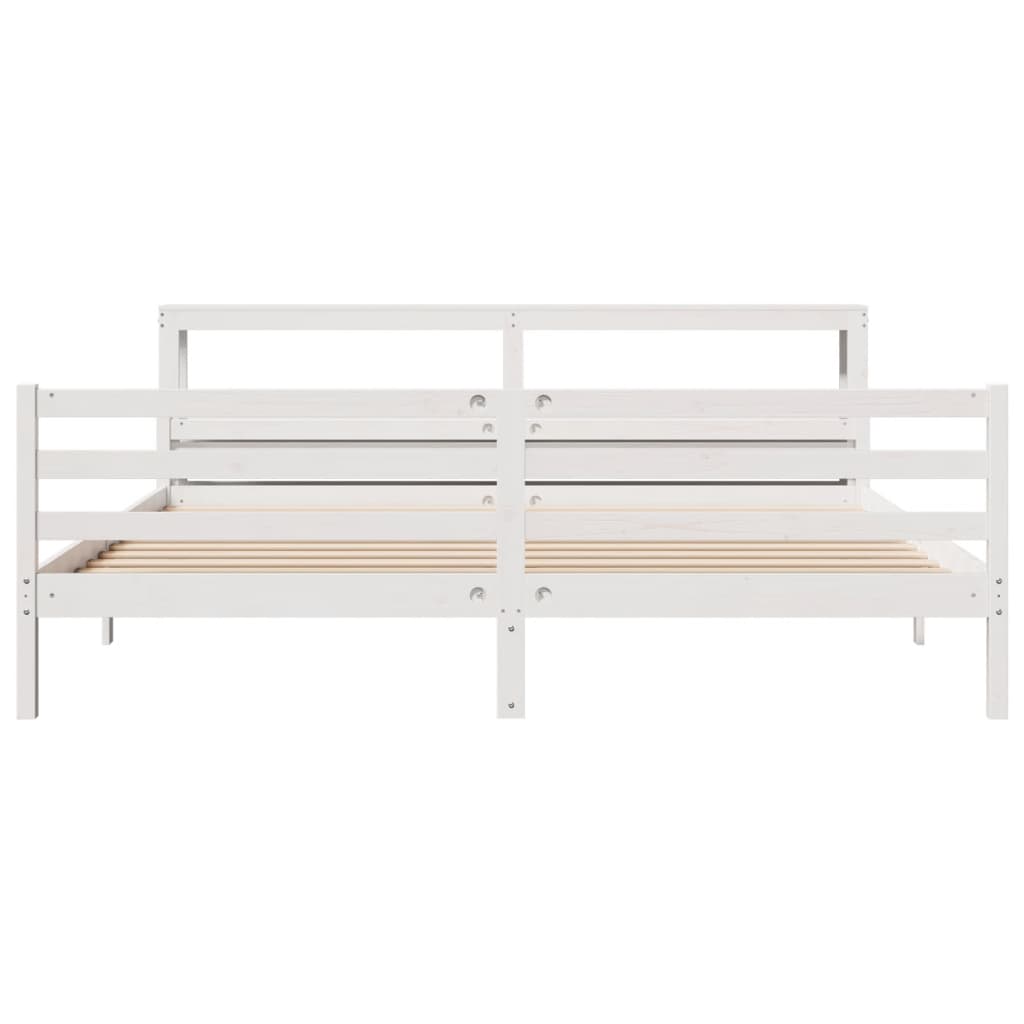 vidaXL Bed Frame with Headboard without Mattress White 200x200 cm 4