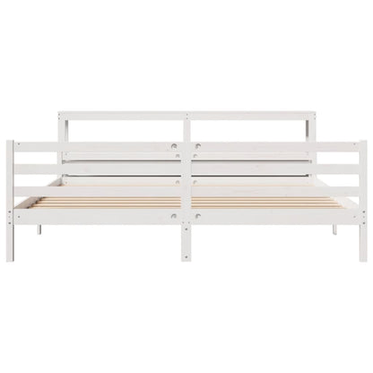 vidaXL Bed Frame with Headboard without Mattress White 200x200 cm 4