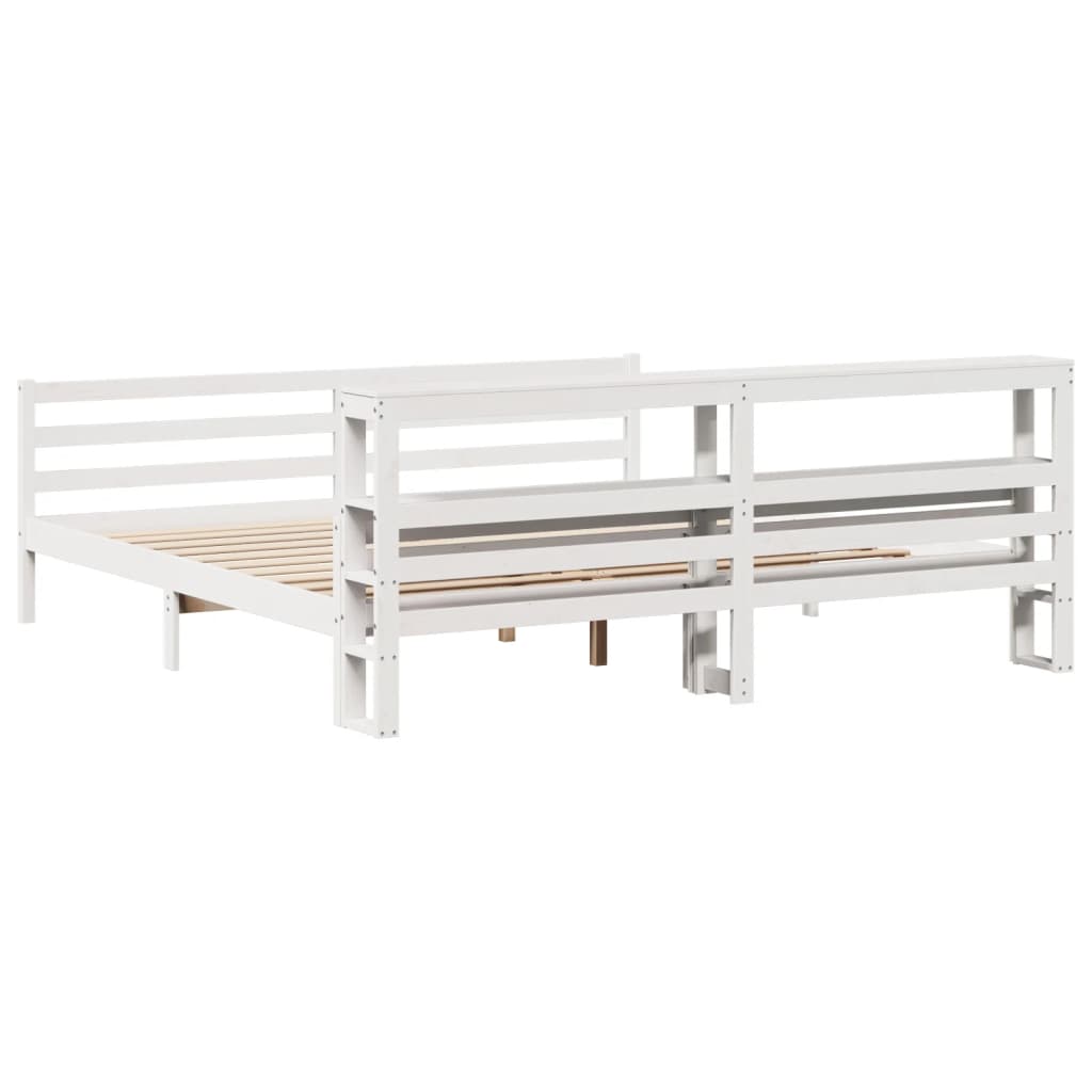 vidaXL Bed Frame with Headboard without Mattress White 200x200 cm 6