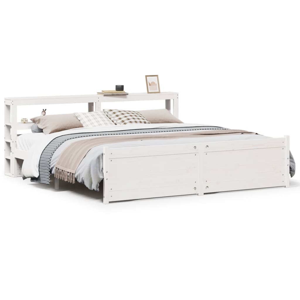 vidaXL Bed Frame with Headboard without Mattress White 180x200 cm Super King 2