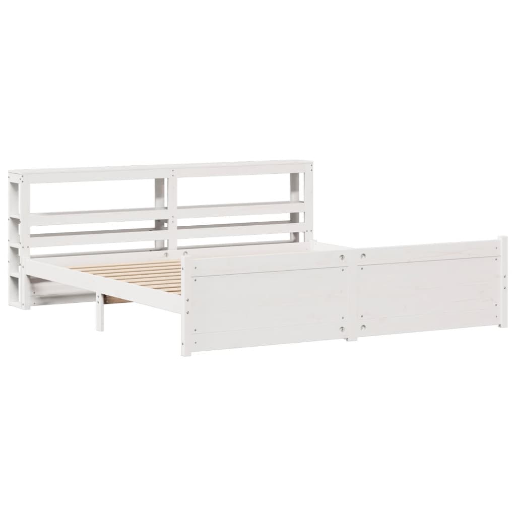 vidaXL Bed Frame with Headboard without Mattress White 180x200 cm Super King 3