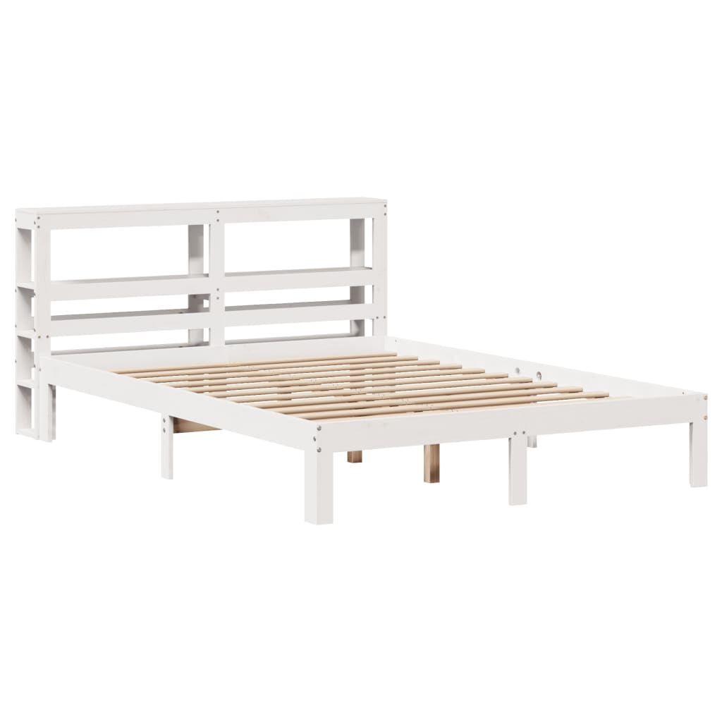 vidaXL Bed Frame with Headboard without Mattress White 150x200 cm 3