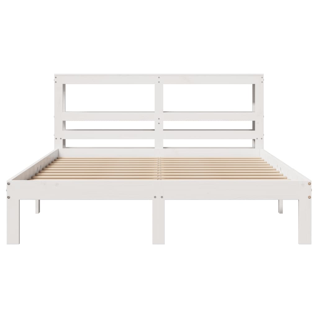 vidaXL Bed Frame with Headboard without Mattress White 150x200 cm 4