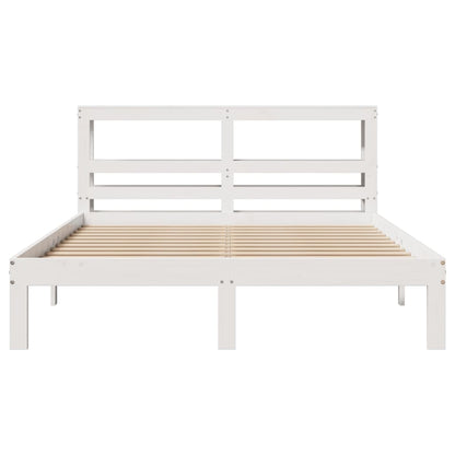 vidaXL Bed Frame with Headboard without Mattress White 150x200 cm 4