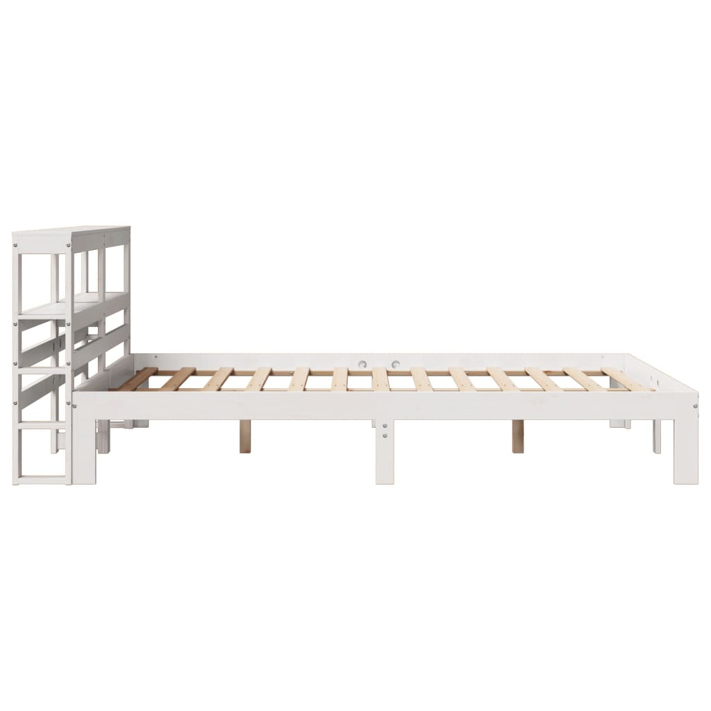 vidaXL Bed Frame with Headboard without Mattress White 150x200 cm 5