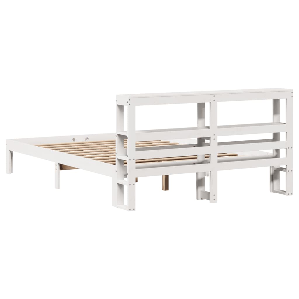 vidaXL Bed Frame with Headboard without Mattress White 150x200 cm 6