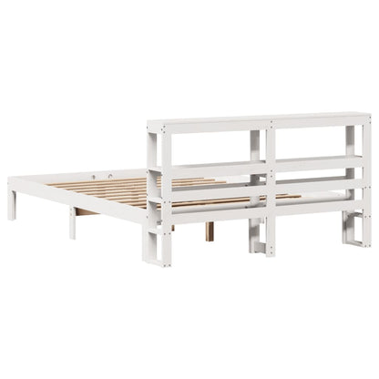 vidaXL Bed Frame with Headboard without Mattress White 150x200 cm 6