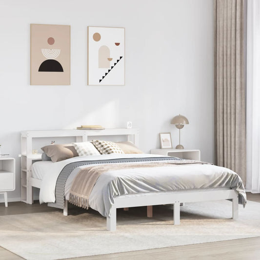 vidaXL Bed Frame with Headboard without Mattress White 150x200 cm 1