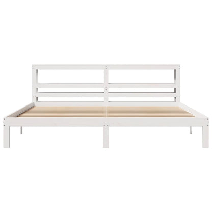 vidaXL Bed Frame with Headboard without Mattress White 180x200 cm 4