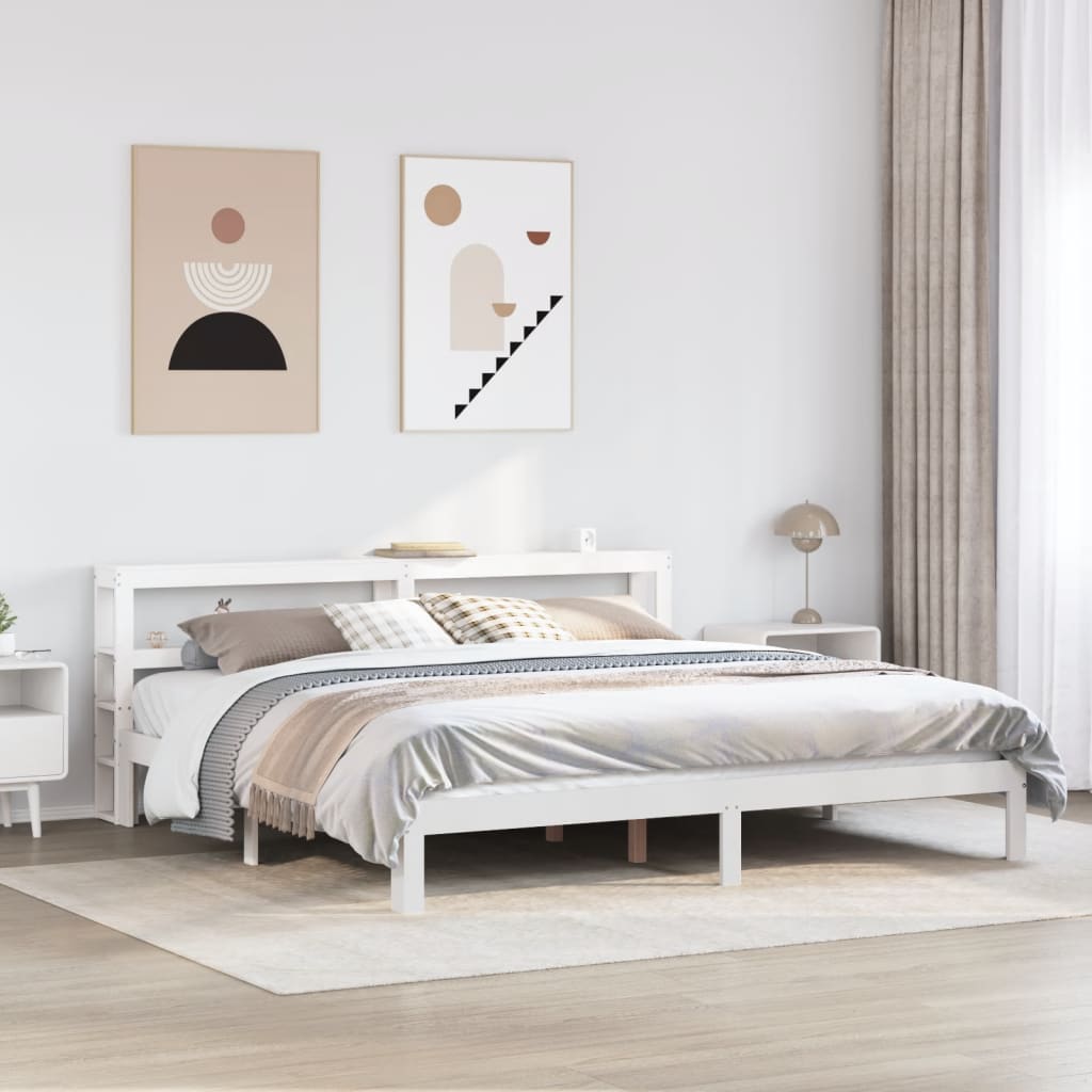 Bed Frame with Headboard without Mattress White 180 cm