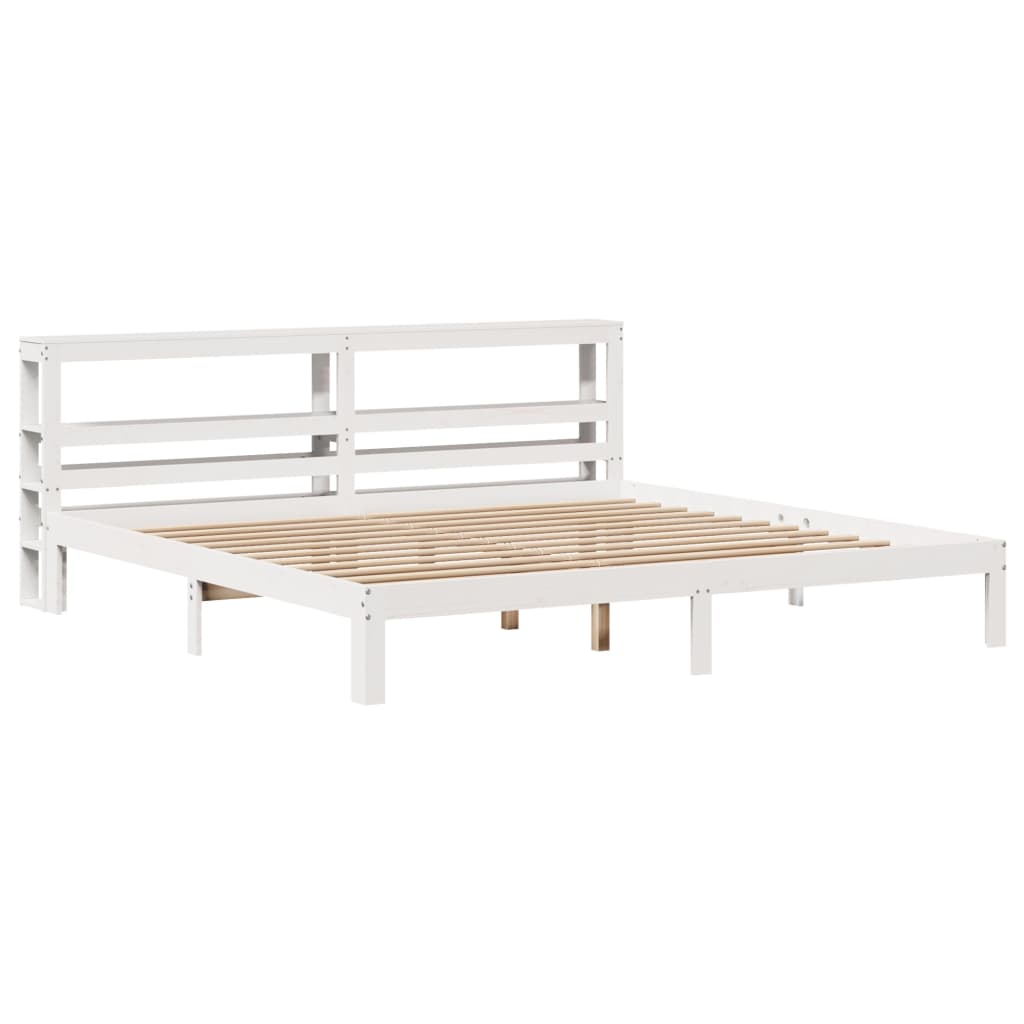 Bed Frame with Headboard without Mattress White 200 cm