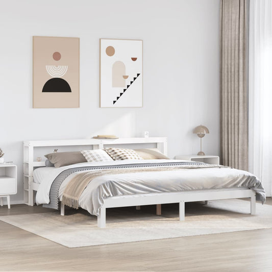 vidaXL Bed Frame with Headboard without Mattress White 200x200 cm 1