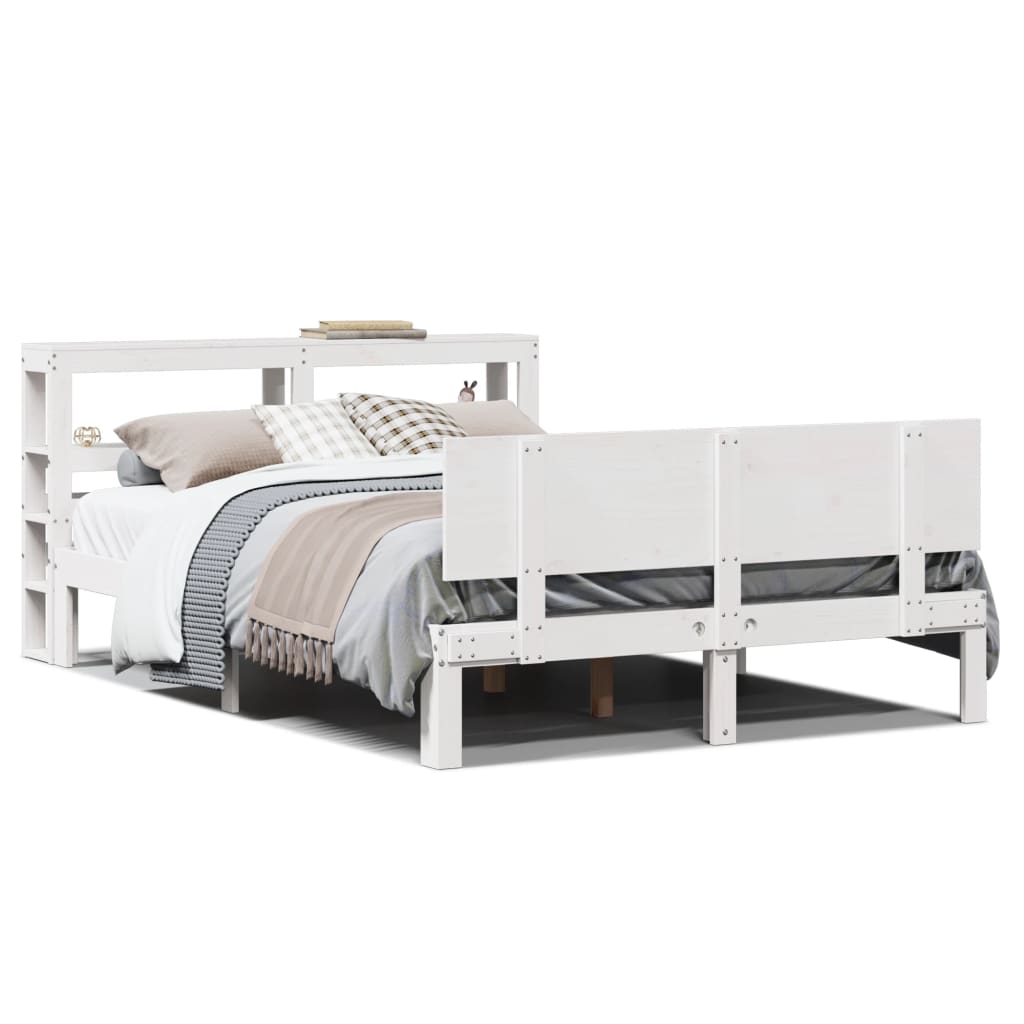 vidaXL Bed Frame with Headboard without Mattress White 120x200 cm 2