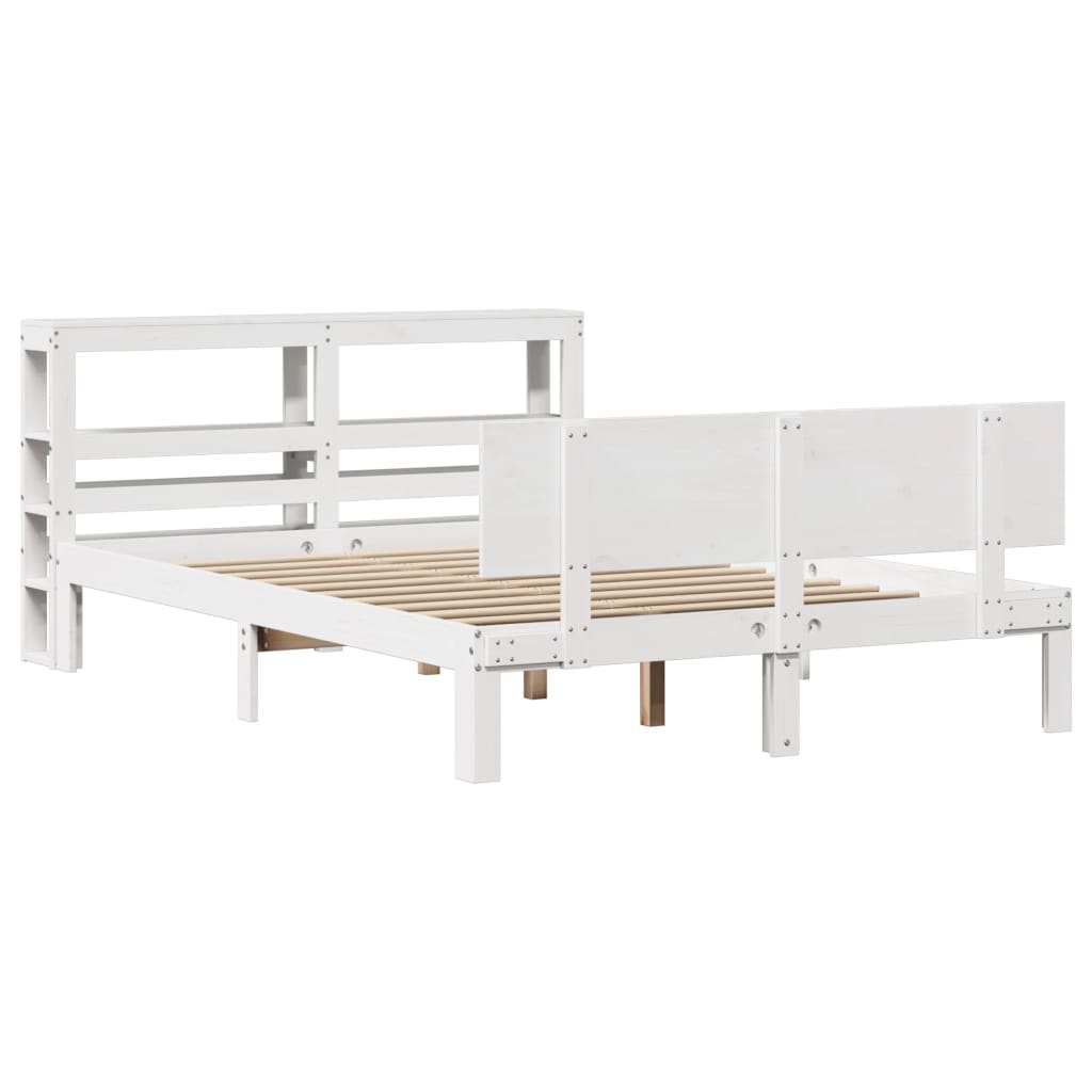 vidaXL Bed Frame with Headboard without Mattress White 120x200 cm 3