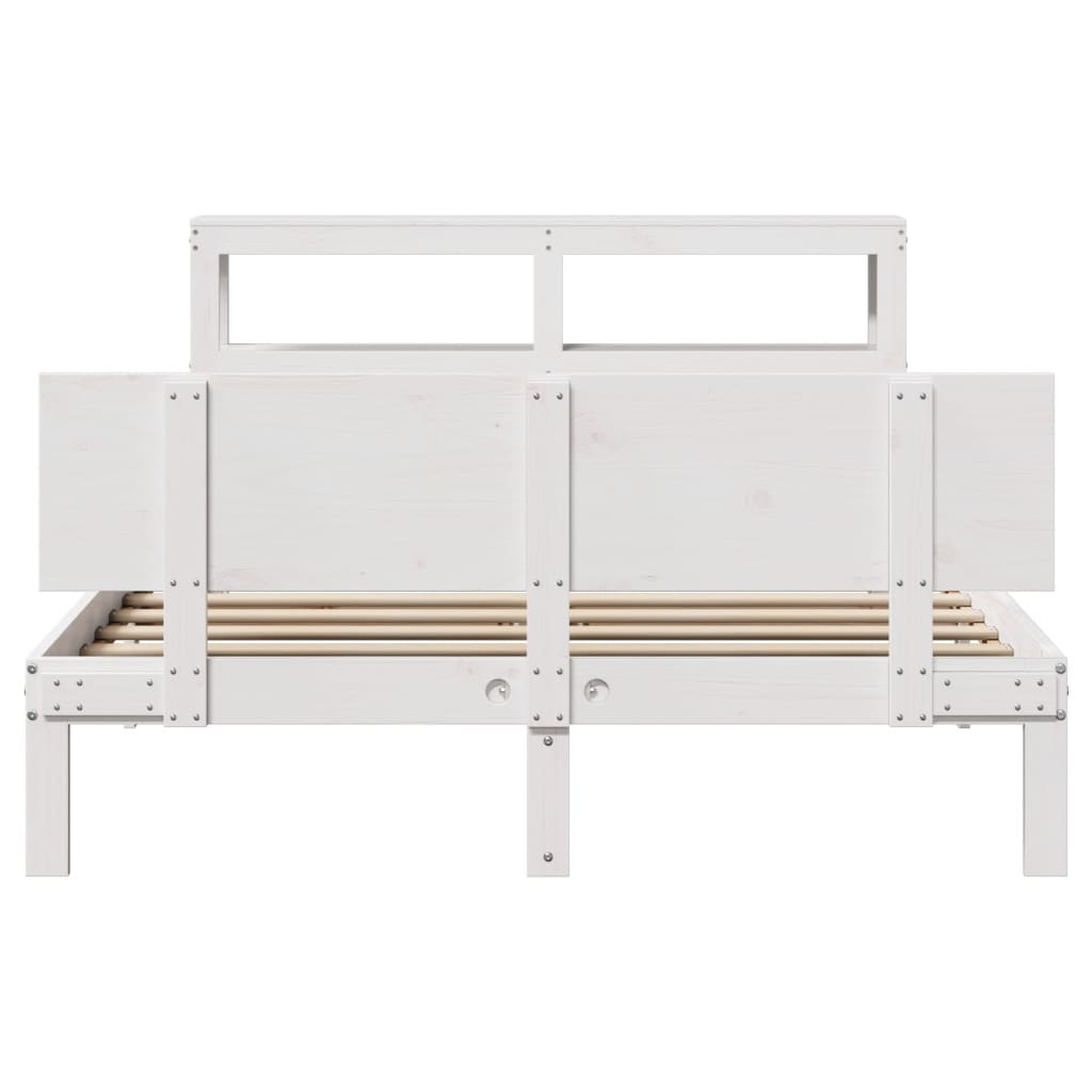 vidaXL Bed Frame with Headboard without Mattress White 120x200 cm 4