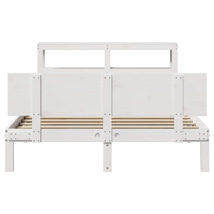 vidaXL Bed Frame with Headboard without Mattress White 120x200 cm 4
