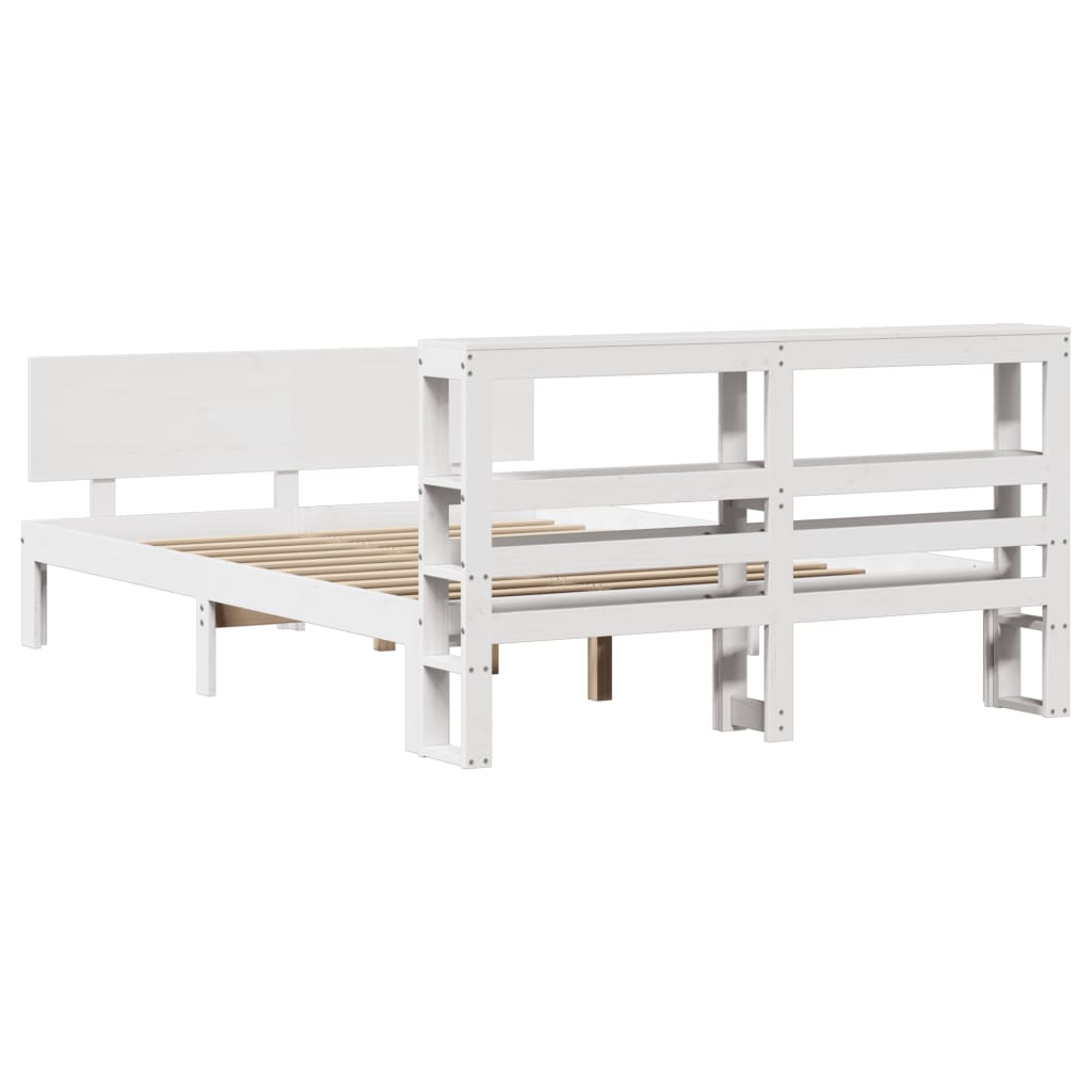 vidaXL Bed Frame with Headboard without Mattress White 120x200 cm 6