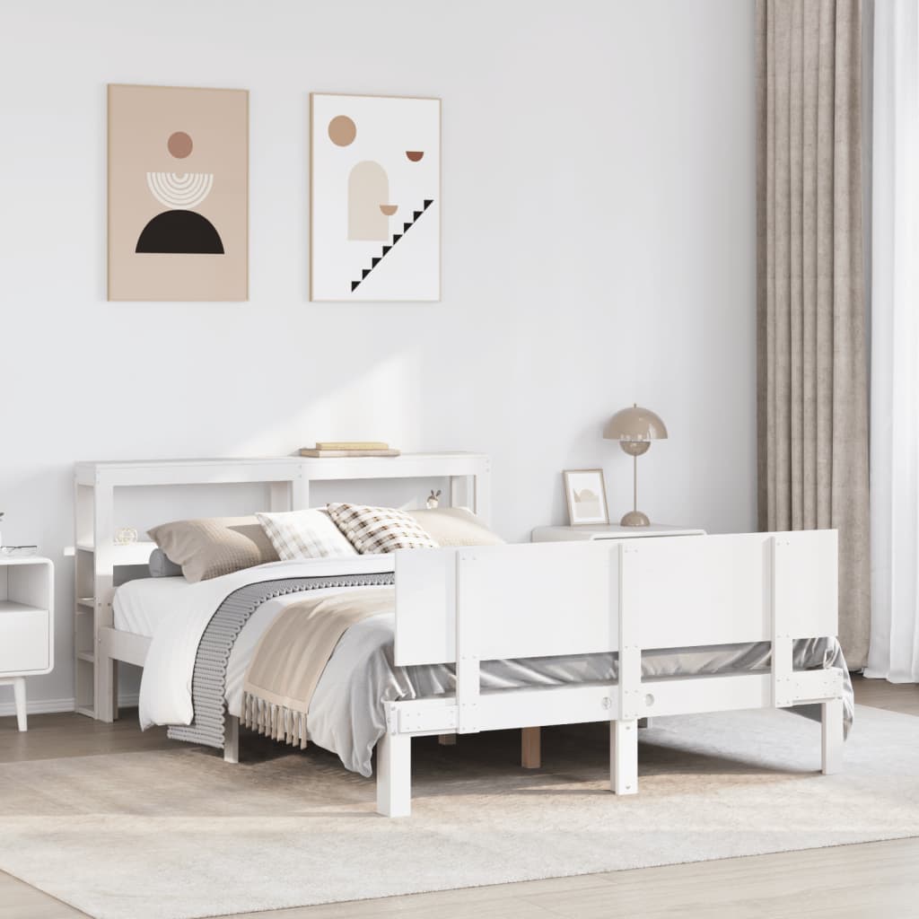 vidaXL Bed Frame with Headboard without Mattress White 120x200 cm 1