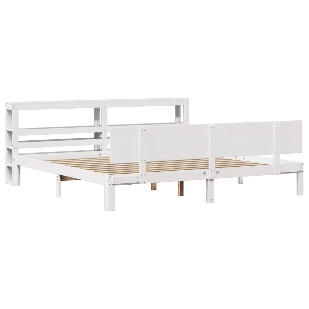 vidaXL Bed Frame with Headboard without Mattress White 200x200 cm 3