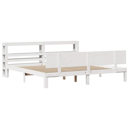 vidaXL Bed Frame with Headboard without Mattress White 200x200 cm 3