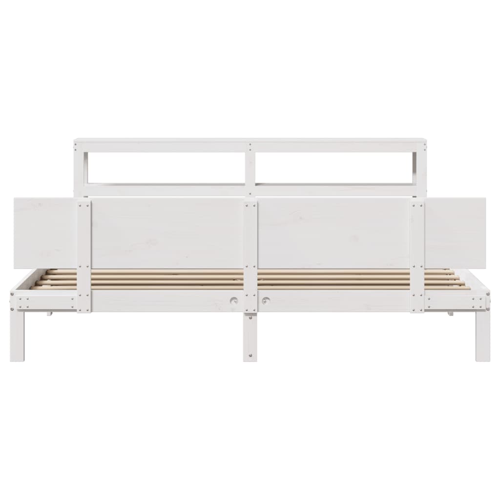 vidaXL Bed Frame with Headboard without Mattress White 200x200 cm 4