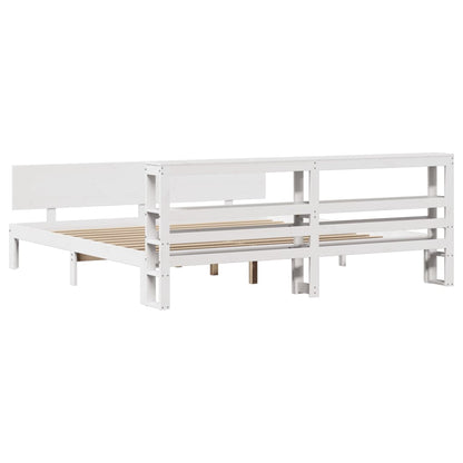 vidaXL Bed Frame with Headboard without Mattress White 200x200 cm 6