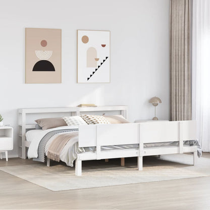 vidaXL Bed Frame with Headboard without Mattress White 200x200 cm 1