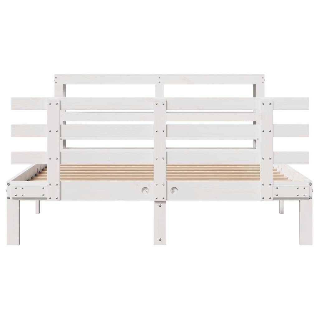 vidaXL Bed Frame with Headboard without Mattress White 120x190 cm Small Double 4