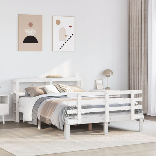 vidaXL Bed Frame with Headboard without Mattress White 120x190 cm Small Double 1