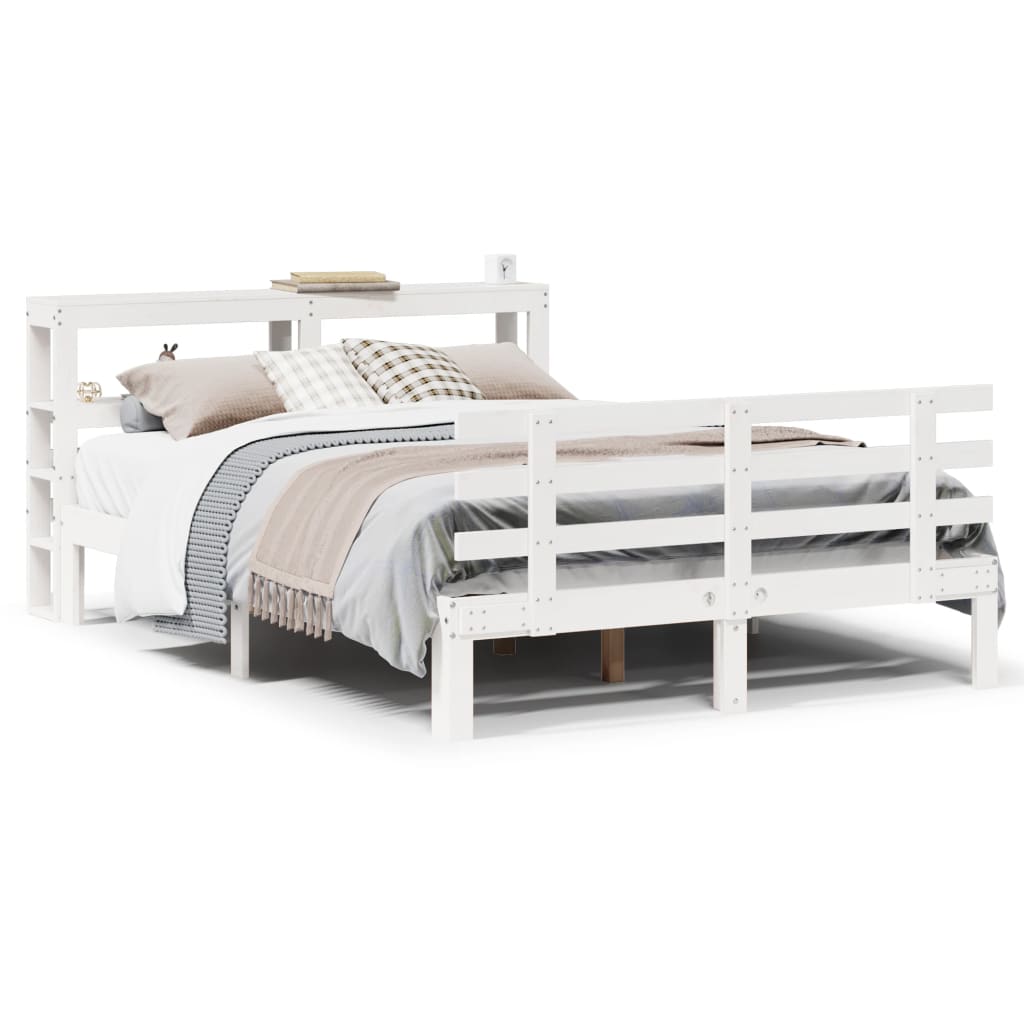 vidaXL Bed Frame with Headboard without Mattress White 120x200 cm 2
