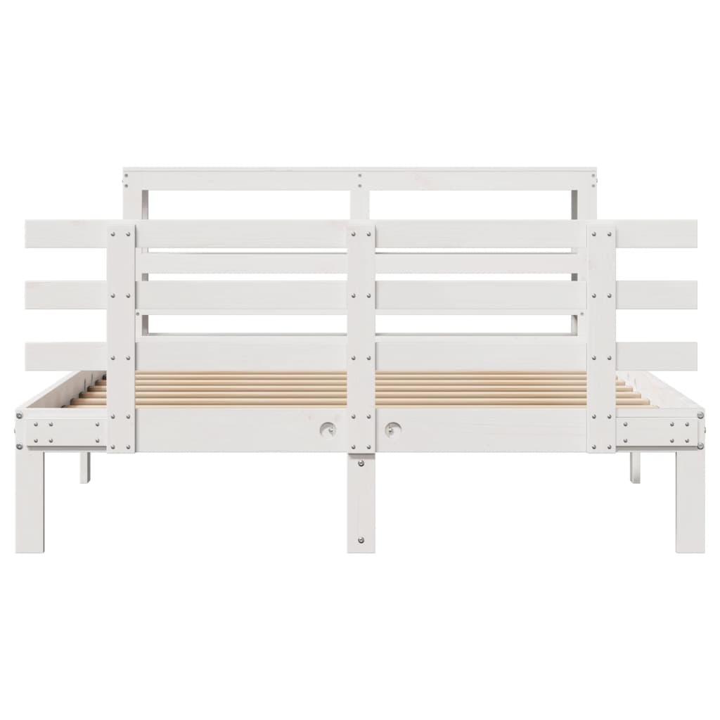 vidaXL Bed Frame with Headboard without Mattress White 120x200 cm 4