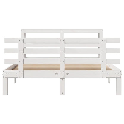 vidaXL Bed Frame with Headboard without Mattress White 120x200 cm 4