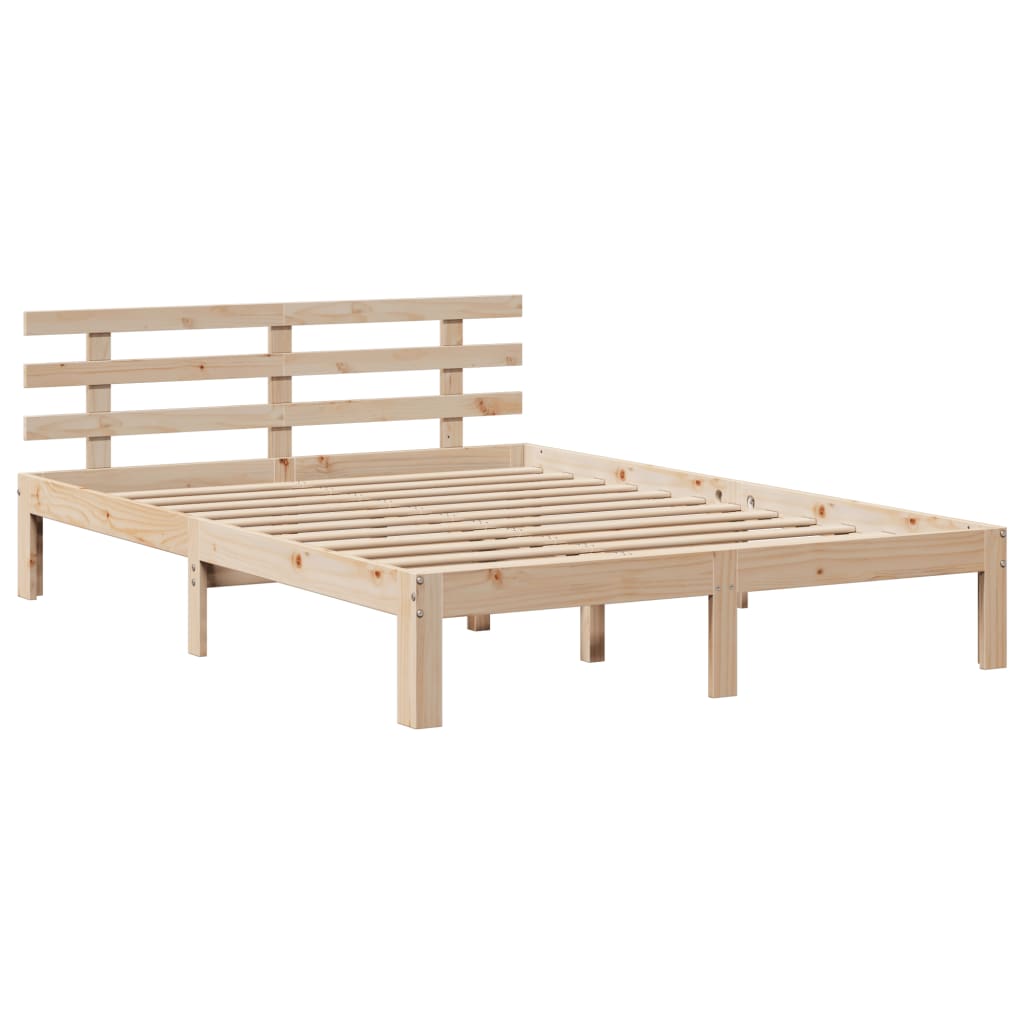 vidaXL Bed Frame with Headboard without Mattress 140x200 cm 5