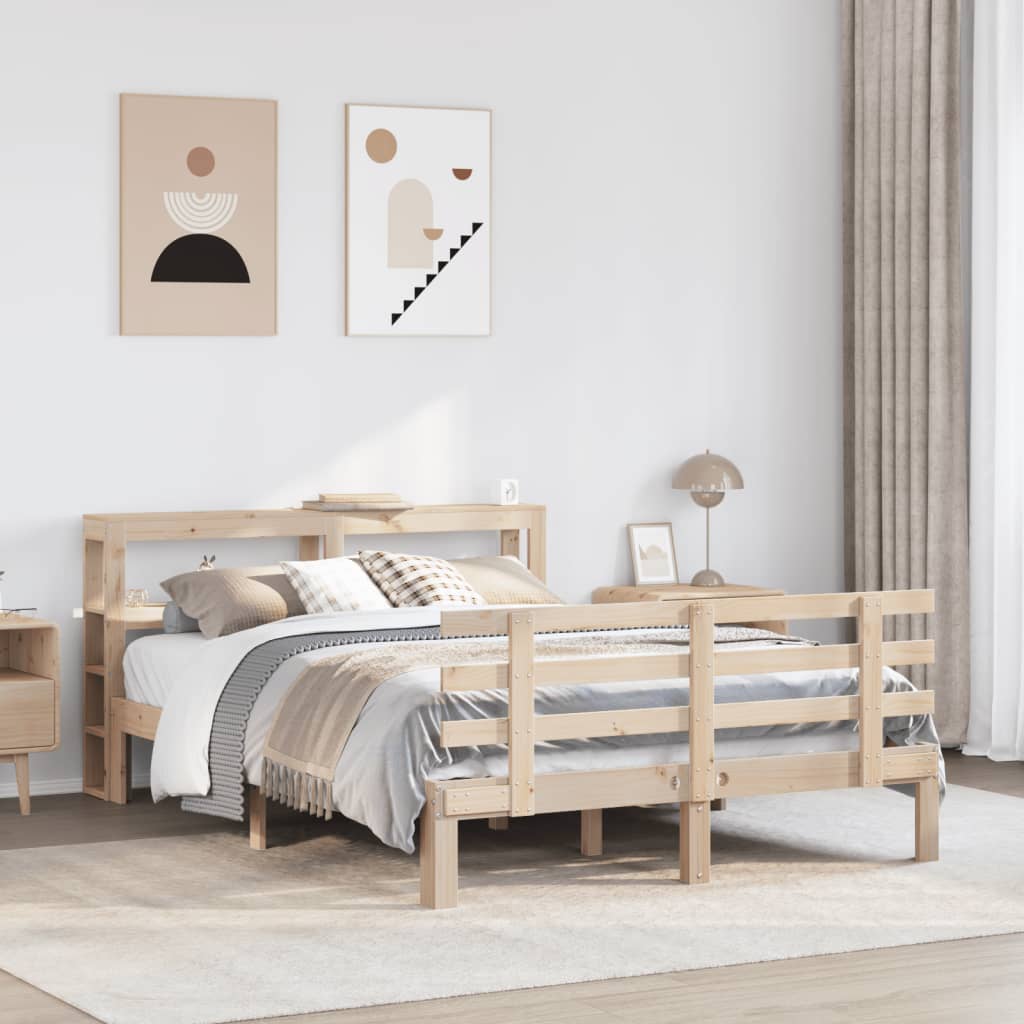 vidaXL Bed Frame with Headboard without Mattress 140x200 cm 1