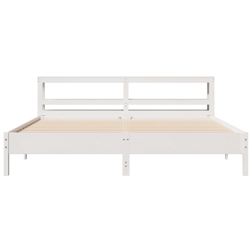vidaXL Bed Frame without Mattress White 200x200 cm Solid Wood Pine 4