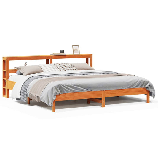 vidaXL Bed Frame without Mattress Wax Brown 200x200 cm Solid Wood Pine 2