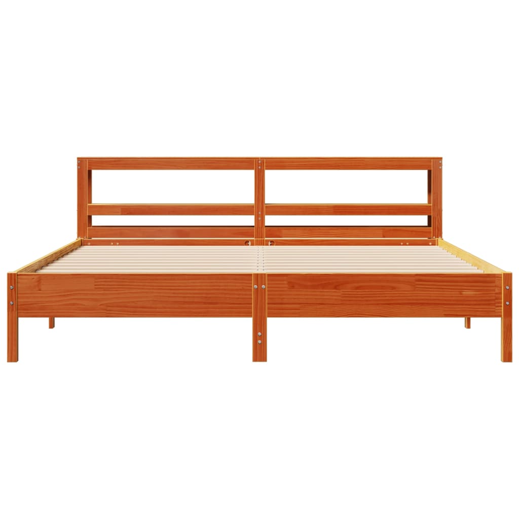 vidaXL Bed Frame without Mattress Wax Brown 200x200 cm Solid Wood Pine 4