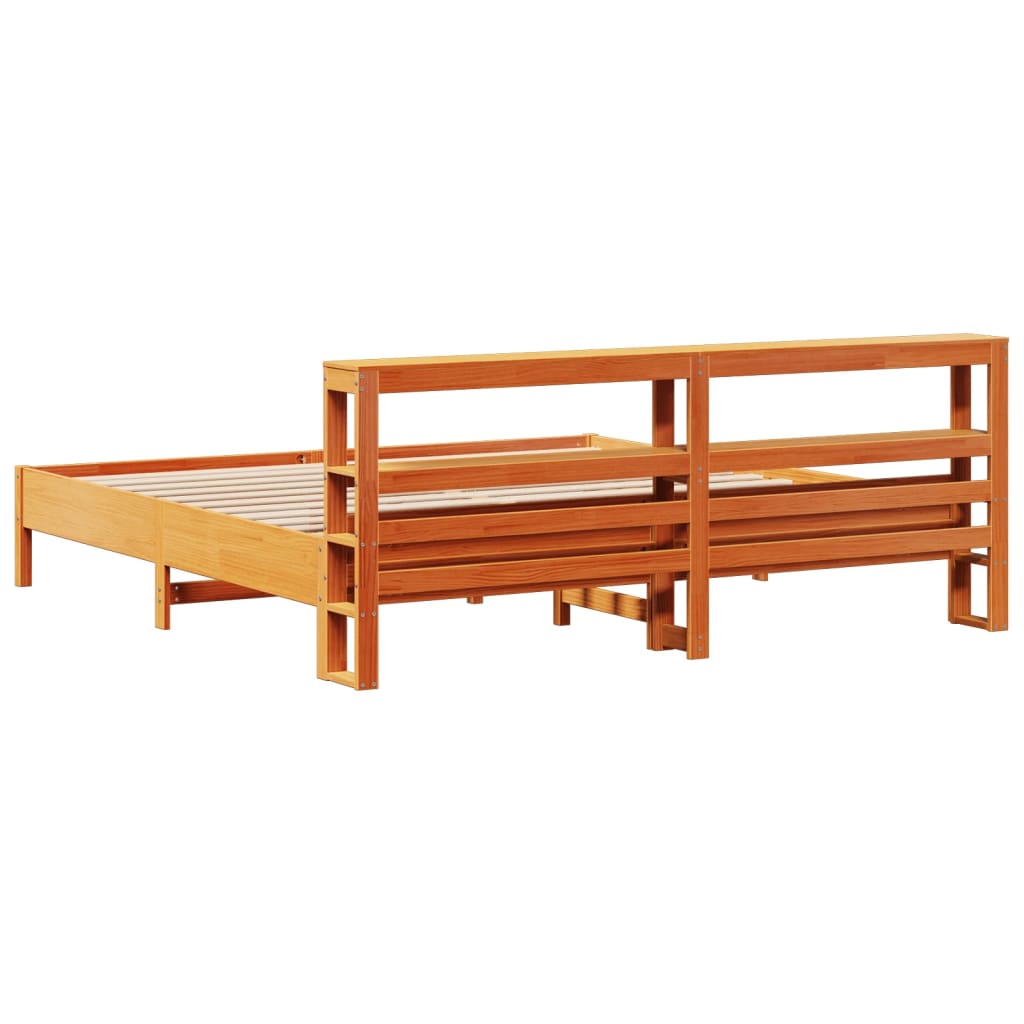 vidaXL Bed Frame without Mattress Wax Brown 200x200 cm Solid Wood Pine 6