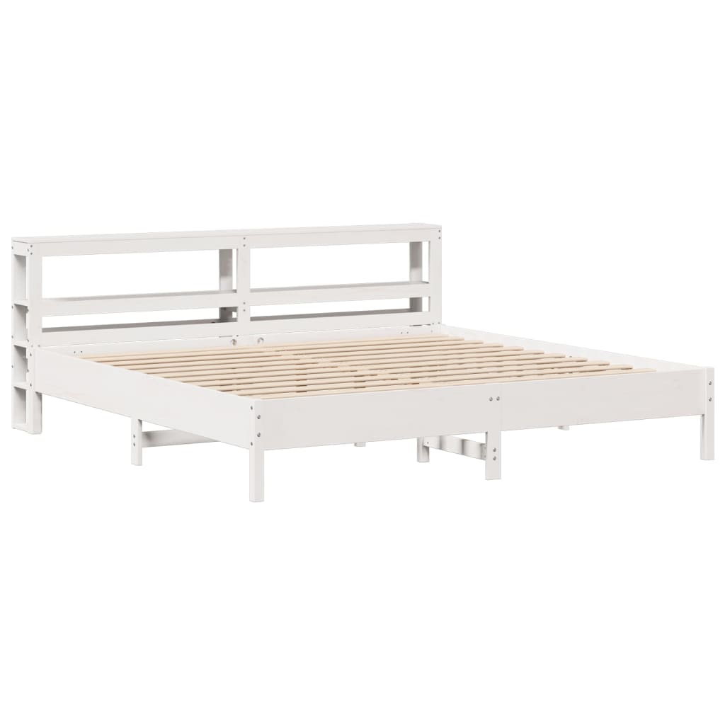 vidaXL Bed Frame without Mattress White 180x200 cm Super King Solid Wood Pine 3