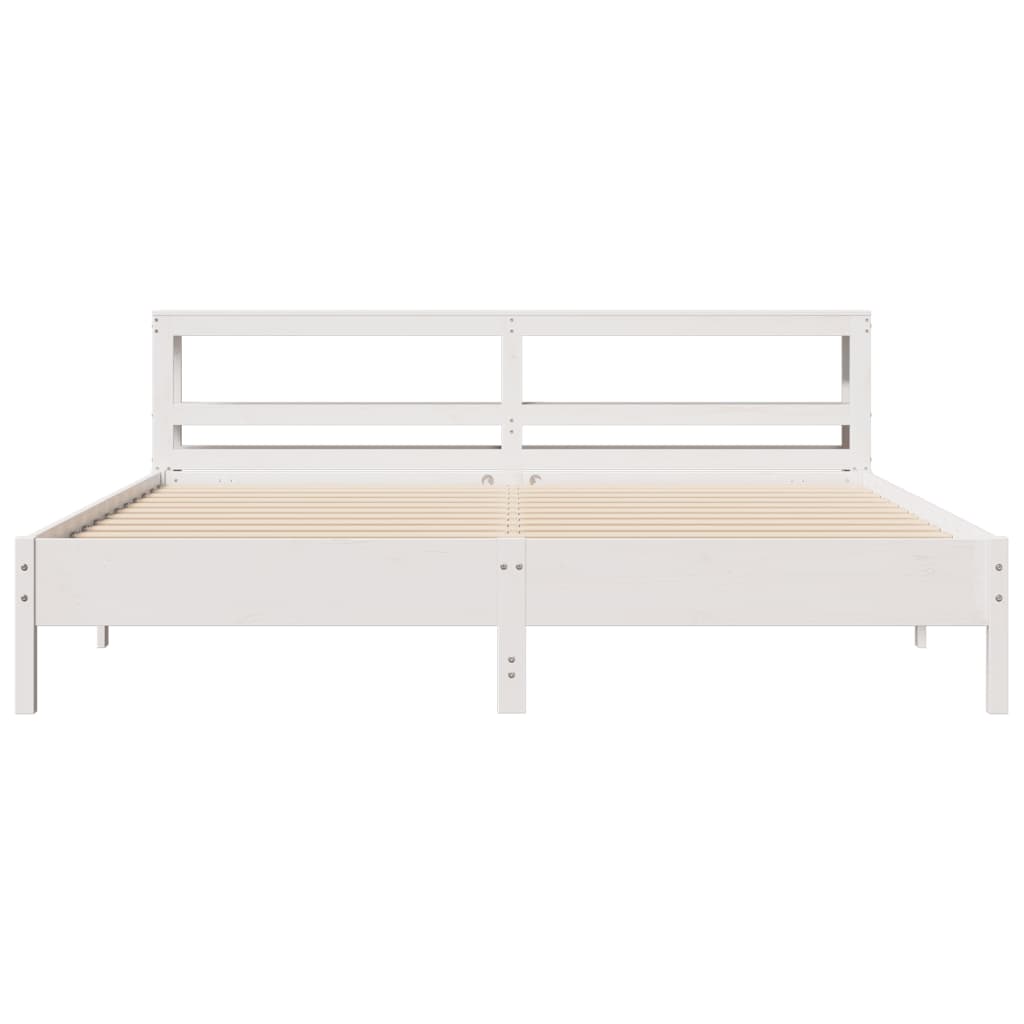 vidaXL Bed Frame without Mattress White 180x200 cm Super King Solid Wood Pine 4