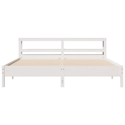 vidaXL Bed Frame without Mattress White 180x200 cm Super King Solid Wood Pine 4