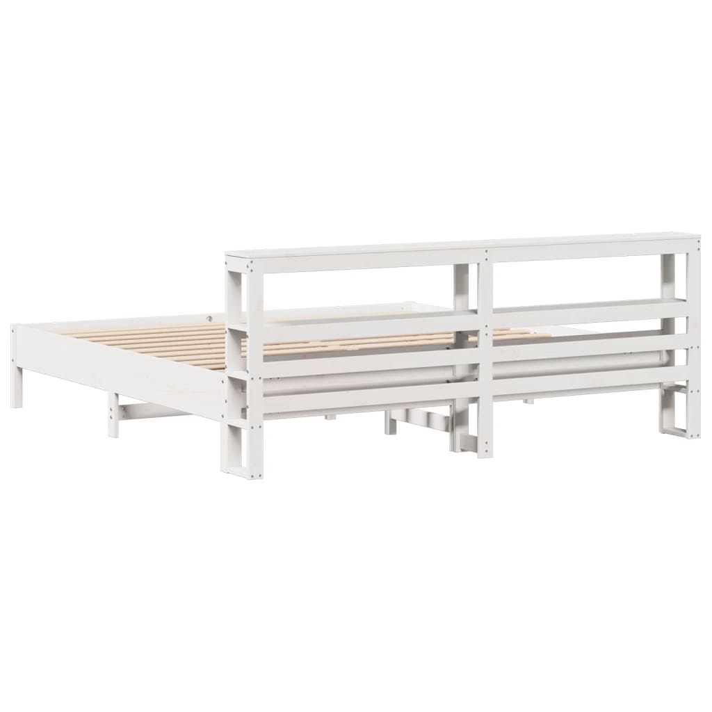 vidaXL Bed Frame without Mattress White 180x200 cm Super King Solid Wood Pine 6