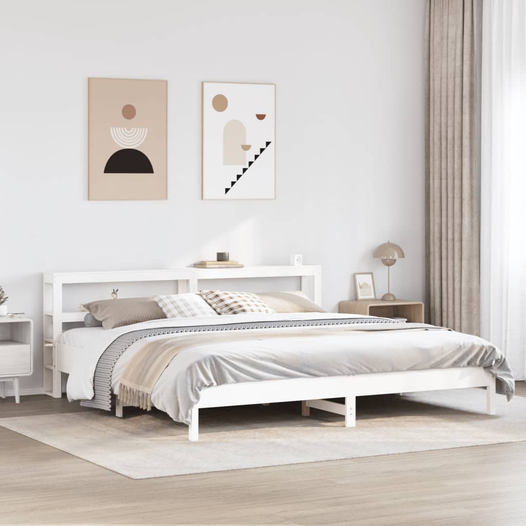 vidaXL Bed Frame without Mattress White 180x200 cm Super King Solid Wood Pine 1