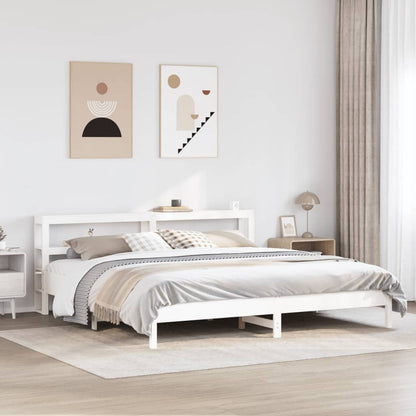 vidaXL Bed Frame without Mattress White 180x200 cm Super King Solid Wood Pine 1