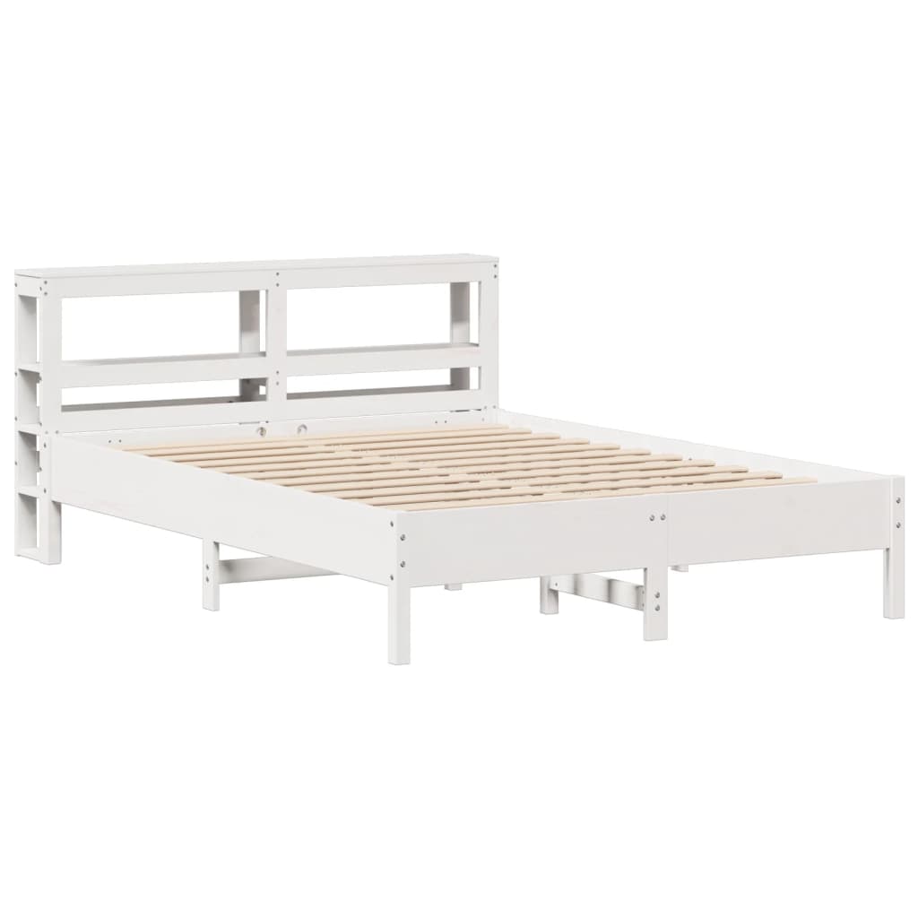 vidaXL Bed Frame without Mattress White 150x200 cm King Size Solid Wood Pine 3