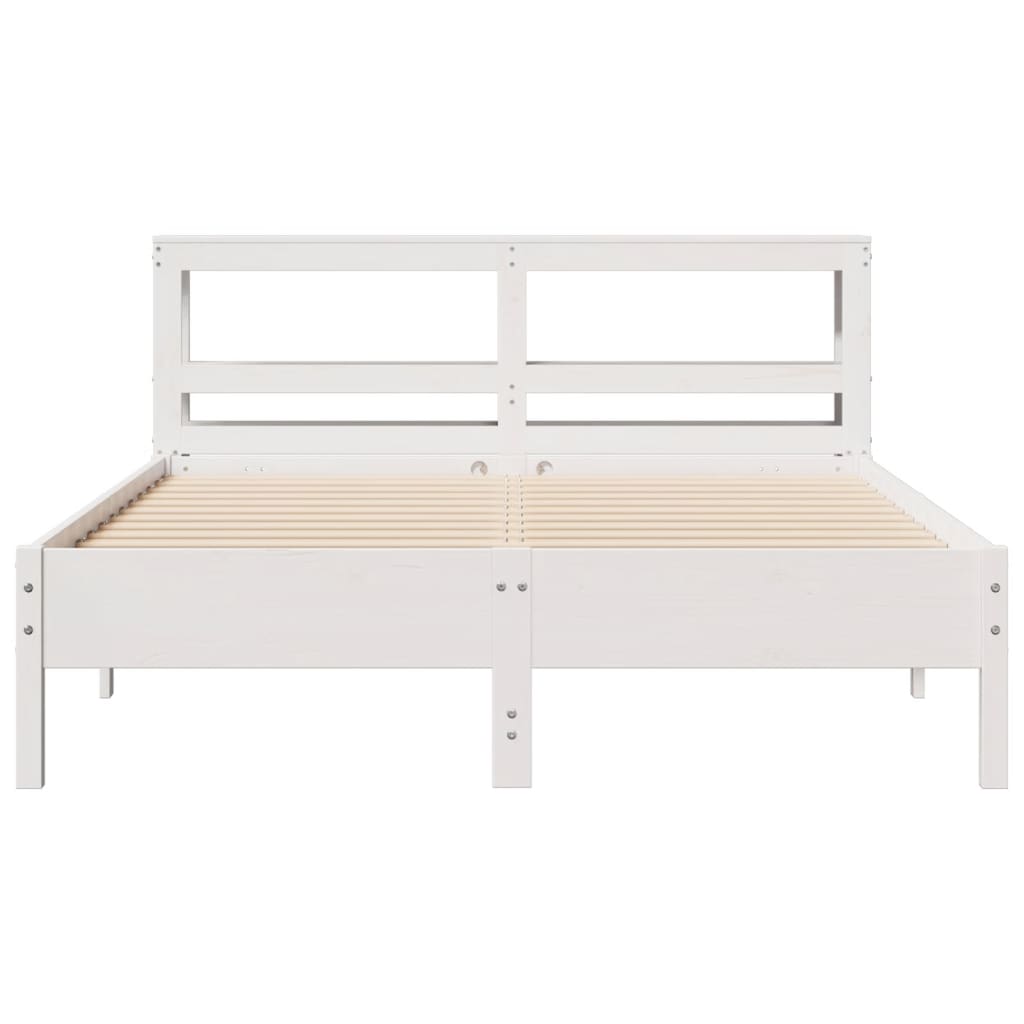 vidaXL Bed Frame without Mattress White 150x200 cm King Size Solid Wood Pine 4