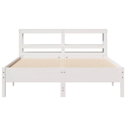 vidaXL Bed Frame without Mattress White 150x200 cm King Size Solid Wood Pine 4